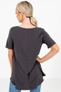 Zenana She's Dangerous Pocket Tee -Bella Ella Sales She sDangerousTeeGrayBack 5000x