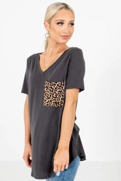 Zenana She's Dangerous Pocket Tee -Bella Ella Sales She sDangerousTeeGraySide 5000x