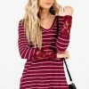 Bella Ella Boutique Simply Adorable Burgundy Striped Top