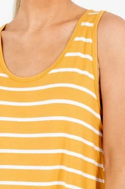 Zenana Soak Up The Sun Striped Tank -Bella Ella Sales Soak Up the Sun Mustard Tank Detail 5000x