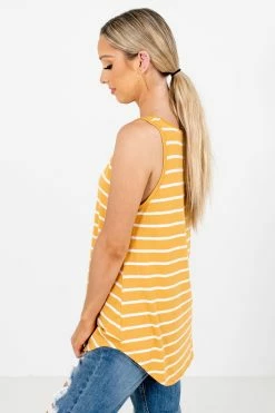 Zenana Soak Up The Sun Striped Tank -Bella Ella Sales Soak Up the Sun Mustard Tank Side 5000x