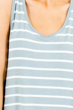 Zenana Soak Up The Sun Striped Tank -Bella Ella Sales SoakUptheSunBlueTankDetail 5000x