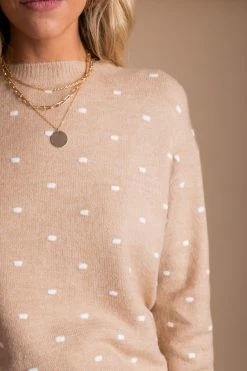 Be Cool Stay Sweet Dotted Knit Sweater -Bella Ella Sales StaySweet Dotted Knit Sweater light brown 3 5000x