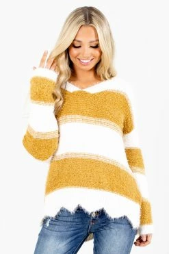 Kori Sugar & Spice Mustard Striped Sweater