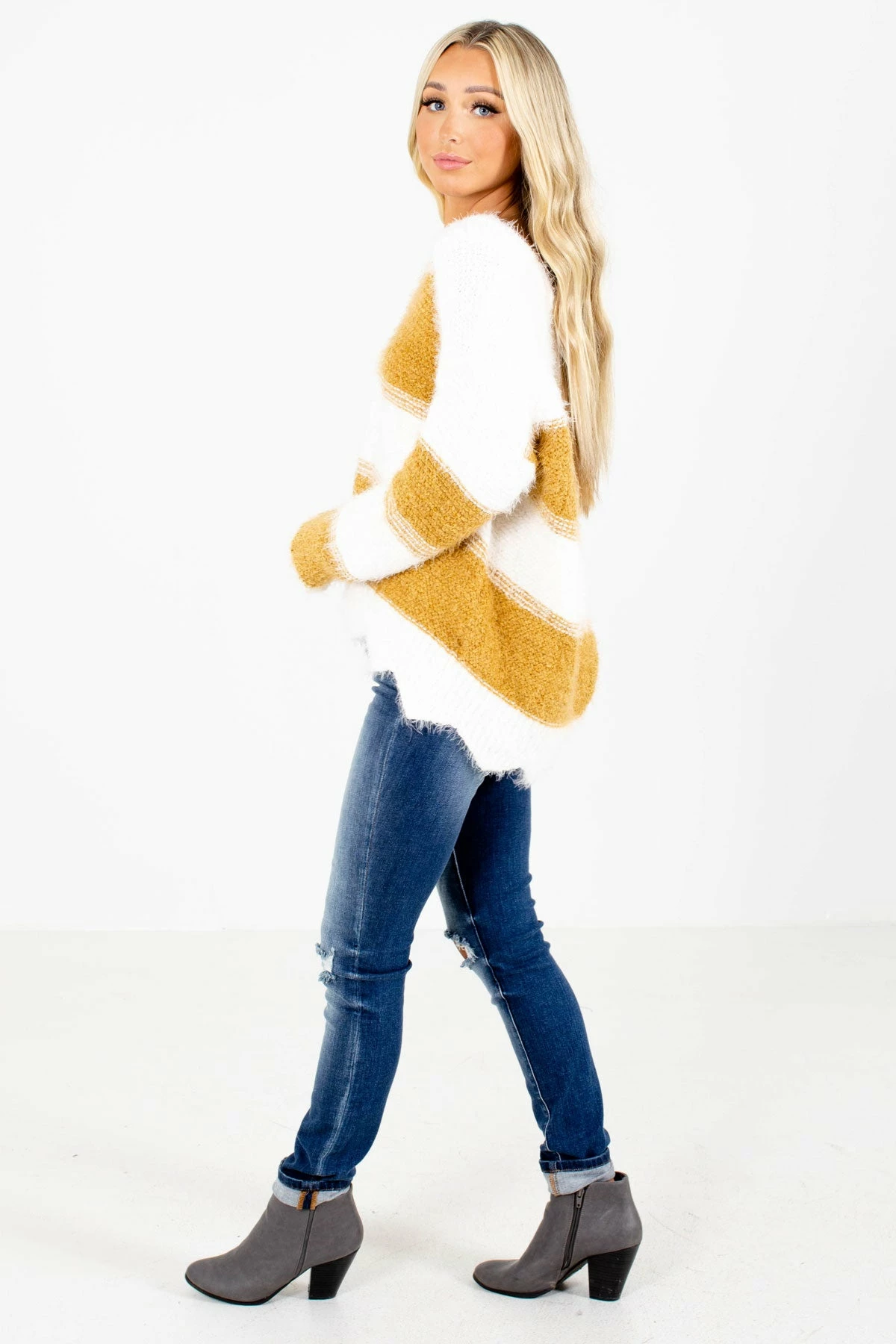 Kori Sugar & Spice Mustard Striped Sweater 5 Kori Sugar & Spice Mustard Striped Sweater - Image 5