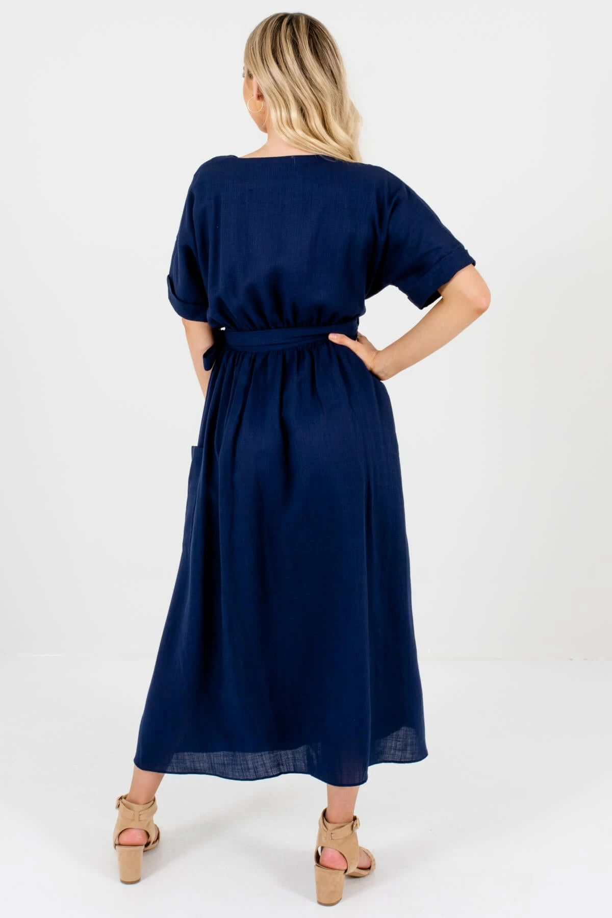 Bella Ella Boutique Sunday Afternoon Navy Maxi Wrap Dress 2 Bella Ella Boutique Sunday Afternoon Navy Maxi Wrap Dress - Image 2