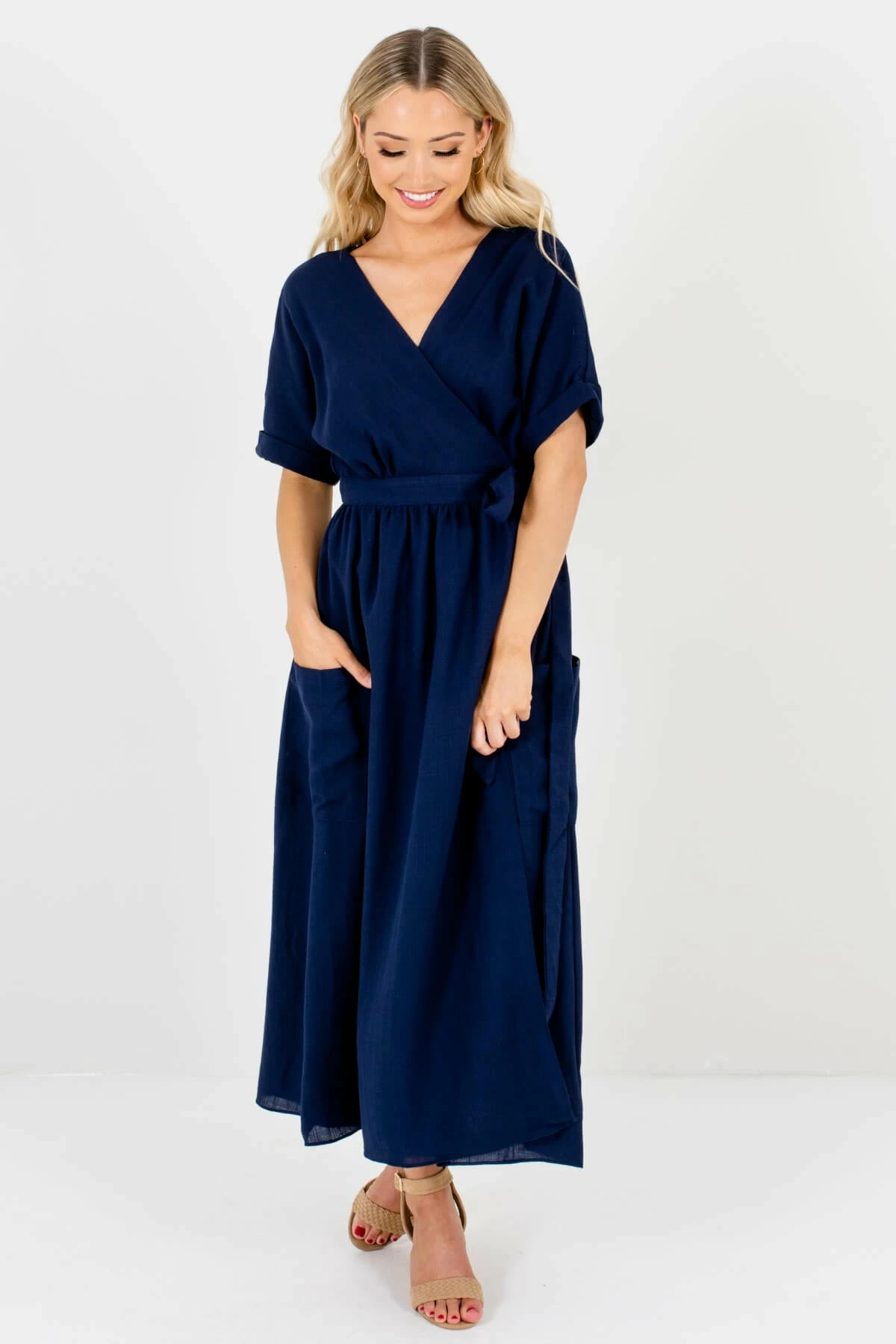 Bella Ella Boutique Sunday Afternoon Navy Maxi Wrap Dress 9 Bella Ella Boutique Sunday Afternoon Navy Maxi Wrap Dress - Image 9