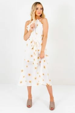 Bella Ella Boutique Sunflower Garden White Floral Midi Dress -Bella Ella Sales Sunflower Garden White Dress Full Front2 5000x