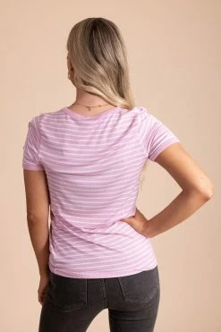 Active Basics Sunshine & Rainbows Striped Top 17 Active Basics Sunshine & Rainbows Striped Top -Bella Ella Sales Sunshine RainbowsStripedTopPurple Back 5000x