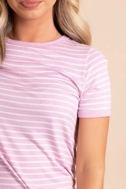 Active Basics Sunshine & Rainbows Striped Top 18 Active Basics Sunshine & Rainbows Striped Top -Bella Ella Sales Sunshine RainbowsStripedTopPurple CloseUp 5000x