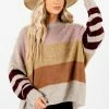 Bella Ella Boutique Sweater Weather Beige Multi Striped Sweater