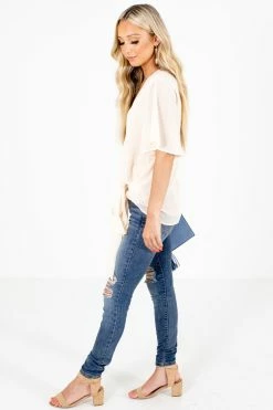 Zenana Sweet Success Wrap Top -Bella Ella Sales Sweet Success Cream Top Side 5000x