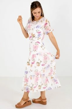 Rokoko Sweet Surrender White Floral Midi Dress 10 Rokoko Sweet Surrender White Floral Midi Dress -Bella Ella Sales Sweet Surrender White Dress Side 5000x