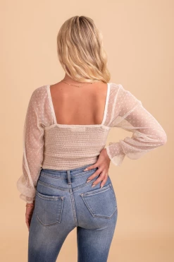 IRIS Sweet Romance Sheer Accent Long Sleeve Bodysuit -Bella Ella Sales SweetRomanceSheerAccentLongSleeveBodysuit Back 5000x