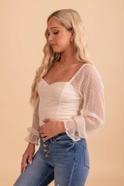 IRIS Sweet Romance Sheer Accent Long Sleeve Bodysuit -Bella Ella Sales SweetRomanceSheerAccentLongSleeveBodysuit Side 5000x