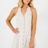Bella Ella Boutique Sweet Retreat White Striped Mini Dress