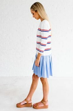 Bella Ella Boutique Sweet Sailing White Striped Mini Dress -Bella Ella Sales Sweet Sailing White Dress Side 5000x