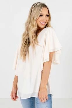 Zenana Take Care Flutter Sleeve Blouse