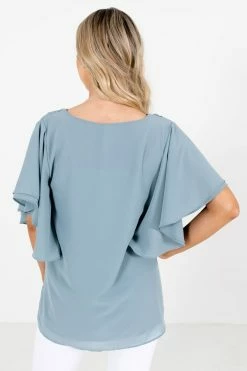 Zenana Take Care Flutter Sleeve Blouse 27 Zenana Take Care Flutter Sleeve Blouse -Bella Ella Sales Take Care Blouse Back 5000x