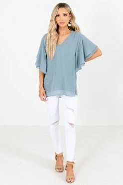 Zenana Take Care Flutter Sleeve Blouse 26 Zenana Take Care Flutter Sleeve Blouse -Bella Ella Sales Take Care Blouse Full Fornt 5000x