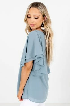 Zenana Take Care Flutter Sleeve Blouse 28 Zenana Take Care Flutter Sleeve Blouse -Bella Ella Sales Take Care Blouse Side 5000x