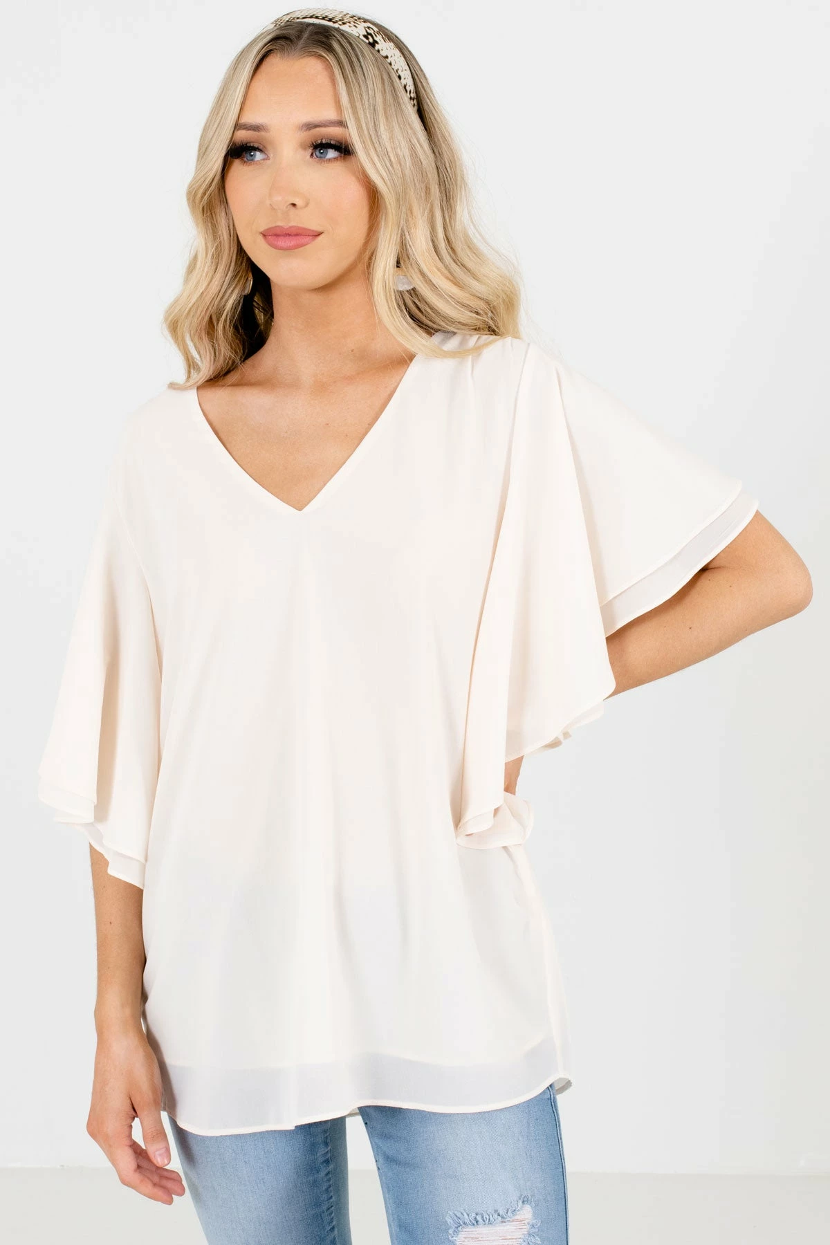 Zenana Take Care Flutter Sleeve Blouse 4 Zenana Take Care Flutter Sleeve Blouse - Image 4
