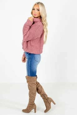 Love Tree / Style Melody Take Me Back Turtleneck Sweater -Bella Ella Sales Take Me Back Pink Sweater Side 5000x