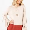 Bella Ella Boutique Take A Chance Beige Color Block Sweater