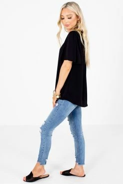 Zenana Taking Chances Flutter Sleeve Blouse 19 Zenana Taking Chances Flutter Sleeve Blouse -Bella Ella Sales Taking Chances Black Blouse Side 5000x