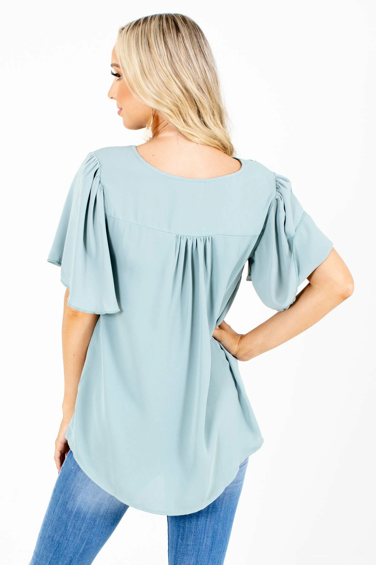 Zenana Taking Chances Flutter Sleeve Blouse 9 Zenana Taking Chances Flutter Sleeve Blouse - Image 9