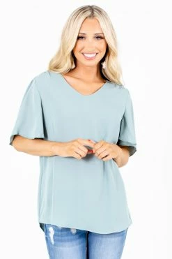 Zenana Taking Chances Flutter Sleeve Blouse 20 Zenana Taking Chances Flutter Sleeve Blouse -Bella Ella Sales Taking Chances Green Blouse Front 5000x