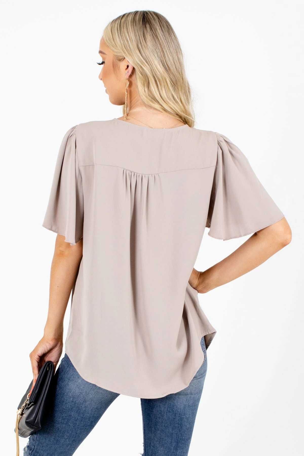 Zenana Taking Chances Flutter Sleeve Blouse 4 Zenana Taking Chances Flutter Sleeve Blouse - Image 4