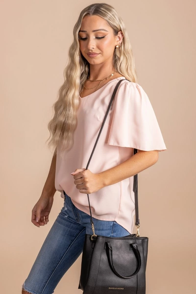 Zenana Taking Chances Flutter Sleeve Blouse 3 Zenana Taking Chances Flutter Sleeve Blouse - Image 3