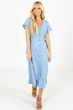 Love Tree / Style Melody Talk Of The Town Blue Midi Dress -Bella Ella Sales Talk of the Town Blue Dress Full Front 5000x