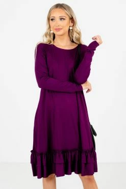 Bella Ella Boutique Tea Time Purple Knee-Length Dress