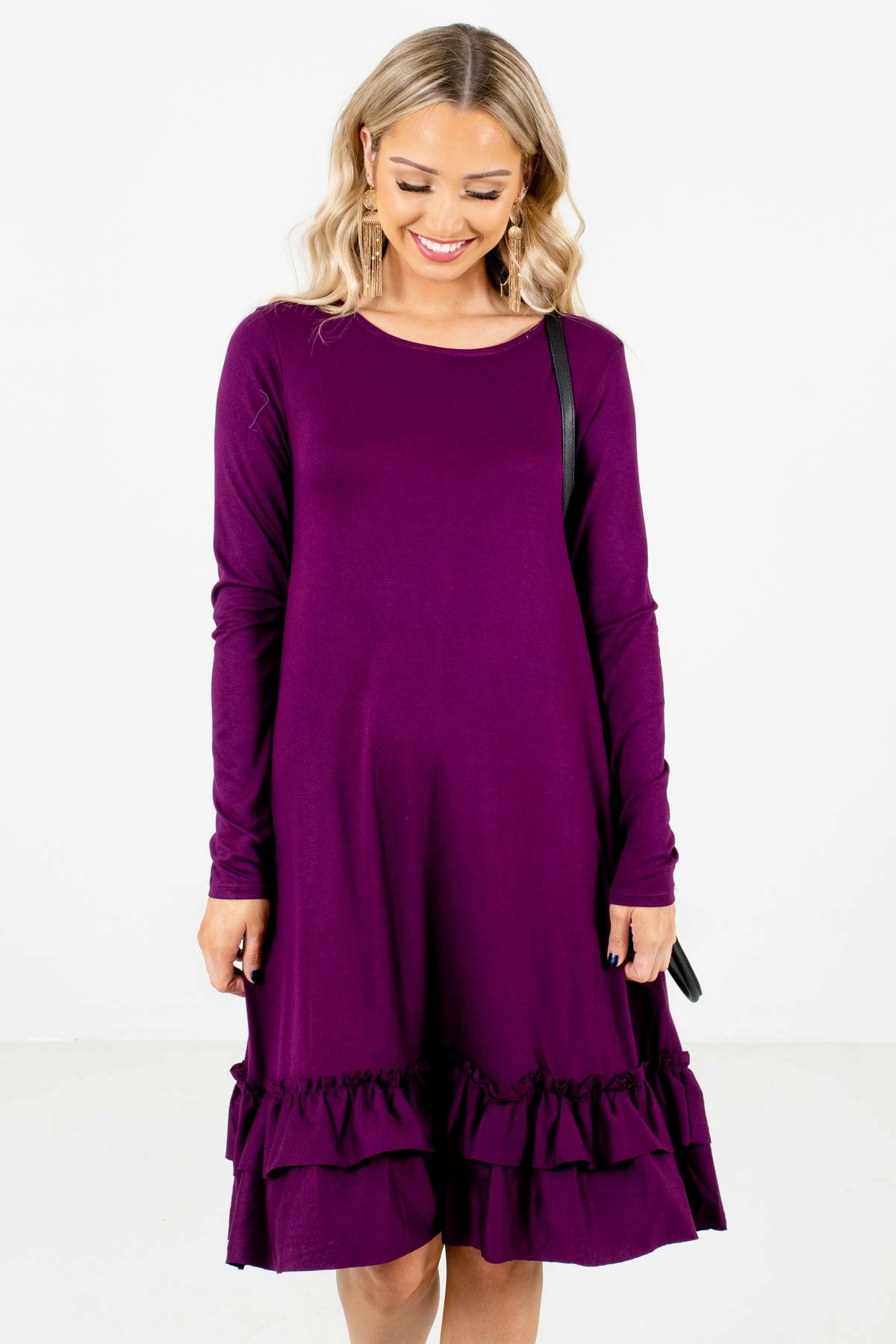 Bella Ella Boutique Tea Time Purple Knee-Length Dress 6 Bella Ella Boutique Tea Time Purple Knee-Length Dress - Image 6