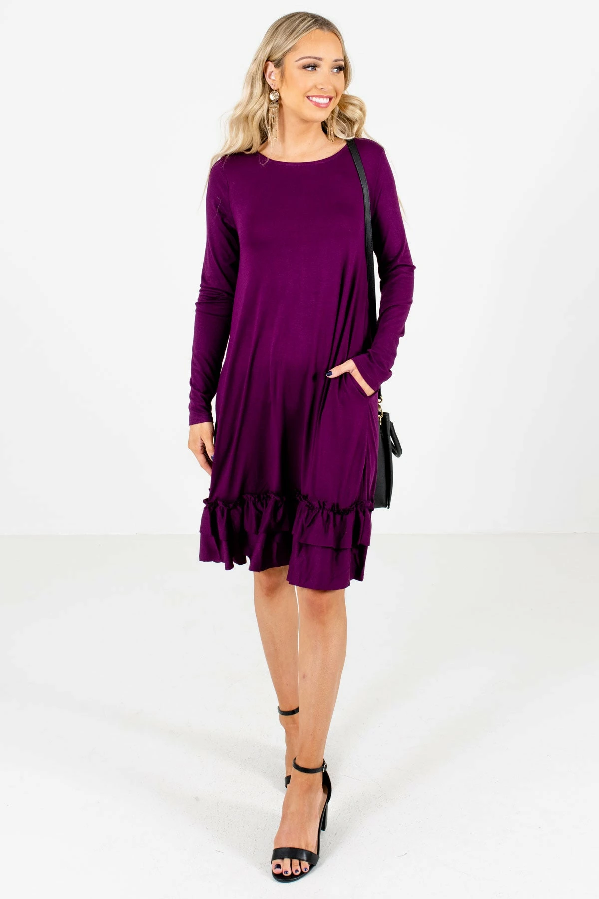 Bella Ella Boutique Tea Time Purple Knee-Length Dress 7 Bella Ella Boutique Tea Time Purple Knee-Length Dress - Image 7
