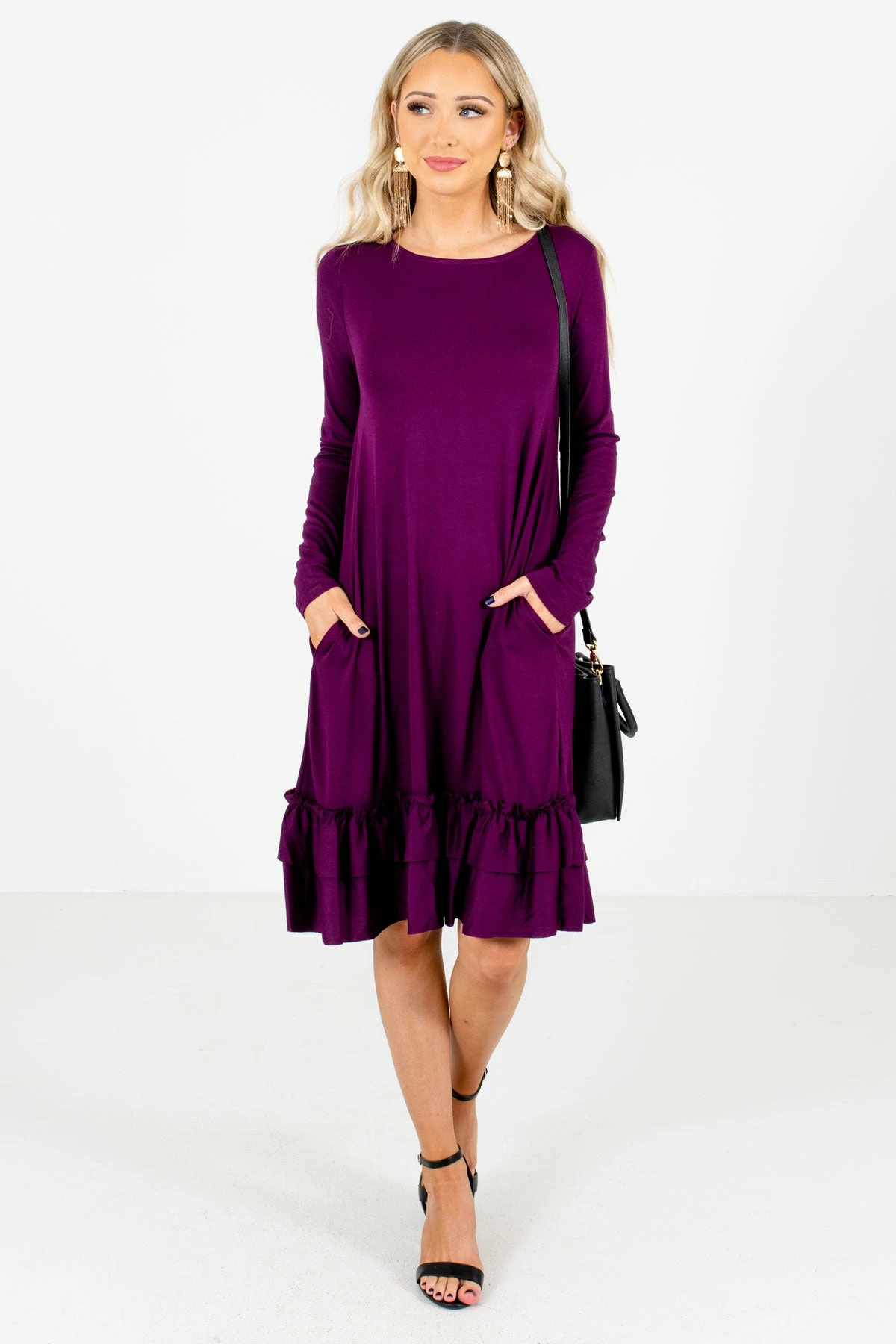Bella Ella Boutique Tea Time Purple Knee-Length Dress 4 Bella Ella Boutique Tea Time Purple Knee-Length Dress - Image 4