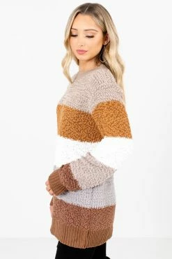 Bella Ella Boutique Thankful Heart Brown Multi Striped Sweater -Bella Ella Sales Thankful Heart Brown Sweater Side 5000x