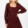 Bella Ella Boutique The Girl Next Door Burgundy Plaid Mini Dress