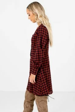 Bella Ella Boutique The Girl Next Door Burgundy Plaid Mini Dress -Bella Ella Sales The Girl Next Door Burgundy Dress Side2 5000x
