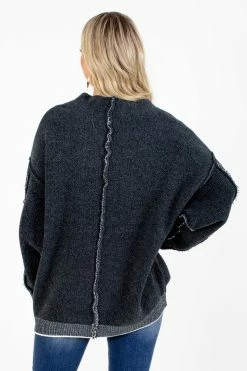 Zenana The Night Is Young Soft Knit Sweater 14 Zenana The Night Is Young Soft Knit Sweater -Bella Ella Sales The Night is Young Charcoal Sweater Back 5000x