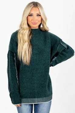 Zenana The Night Is Young Soft Knit Sweater 17 Zenana The Night Is Young Soft Knit Sweater -Bella Ella Sales The Night is Young Green Sweater Front 5000x