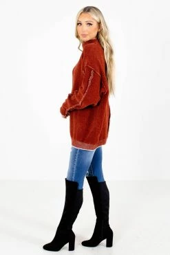 Zenana The Night Is Young Soft Knit Sweater 16 Zenana The Night Is Young Soft Knit Sweater -Bella Ella Sales The Night is Young Rust Sweater Side 5000x