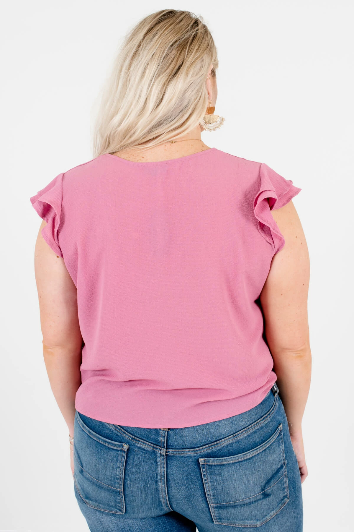 Bella Ella Boutique Think Pink Mauve Tie-Front Shirt 2 Bella Ella Boutique Think Pink Mauve Tie-Front Shirt - Image 2