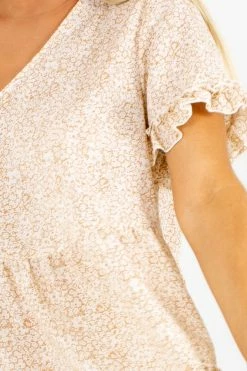 Ces Femme Too Good Cream Floral Mini Dress -Bella Ella Sales Too Good Cream Dress Detail 5000x