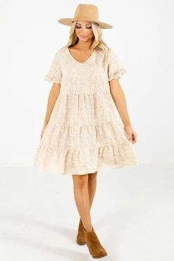 Ces Femme Too Good Cream Floral Mini Dress -Bella Ella Sales Too Good Cream Dress Full Front 5000x