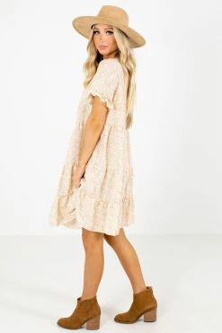 Ces Femme Too Good Cream Floral Mini Dress -Bella Ella Sales Too Good Cream Dress Side 5000x