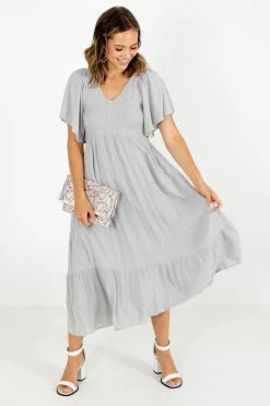 In Loom Touring Rome Midi Dress -Bella Ella Sales Touring Rome Gray Dress Front 5000x