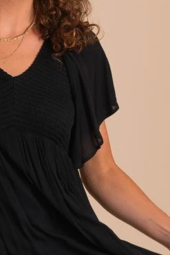 In Loom Touring Rome Midi Dress -Bella Ella Sales TouringRome Smocked Maxi Dress Black 3 5000x